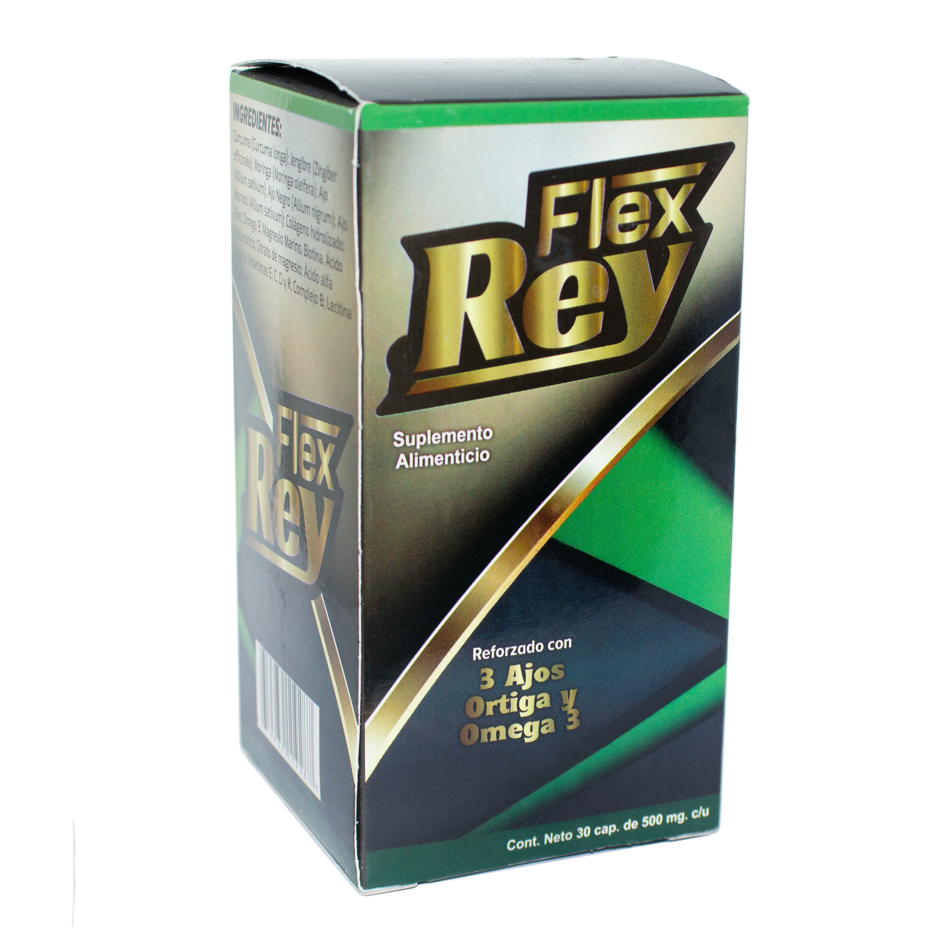 Flex Rey; 30 Capsulas, Fuerza Verde.
