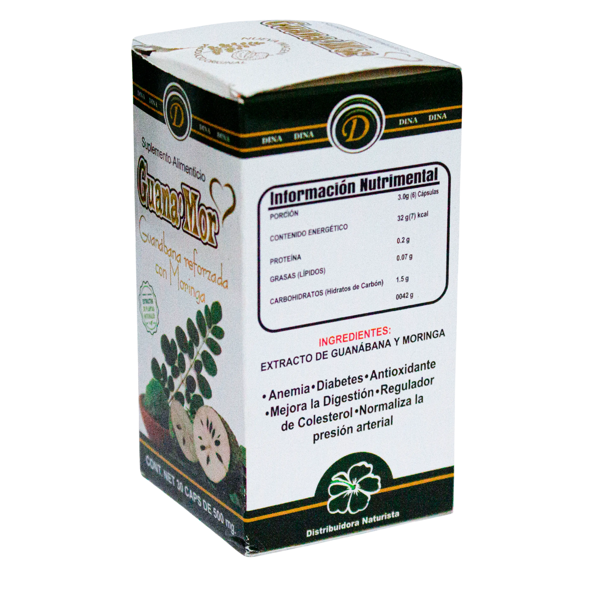 Guana´Mor; 30 Capsulas de 500mg, Dina.