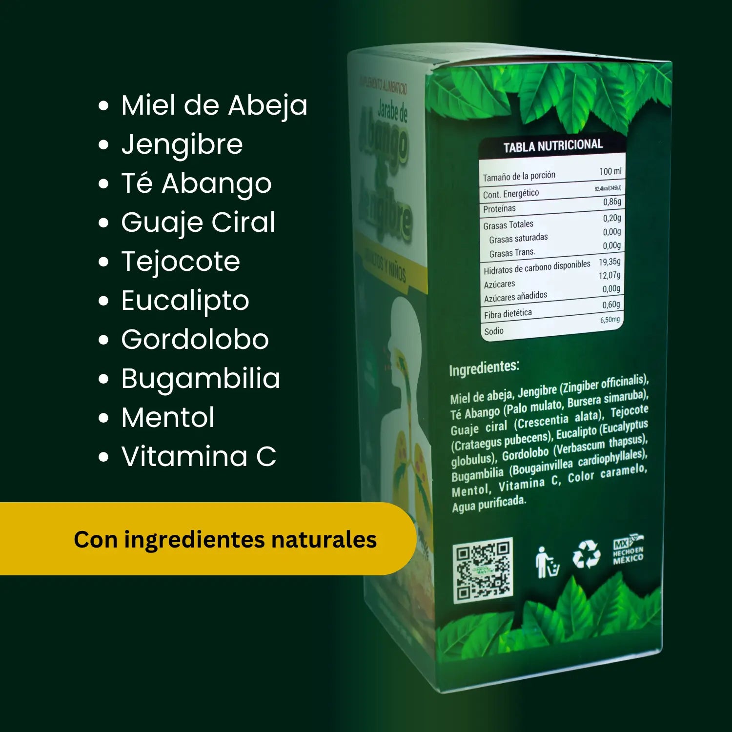 Jarabe Abango y Jengibre; 240 ml, Cosmo Natural.