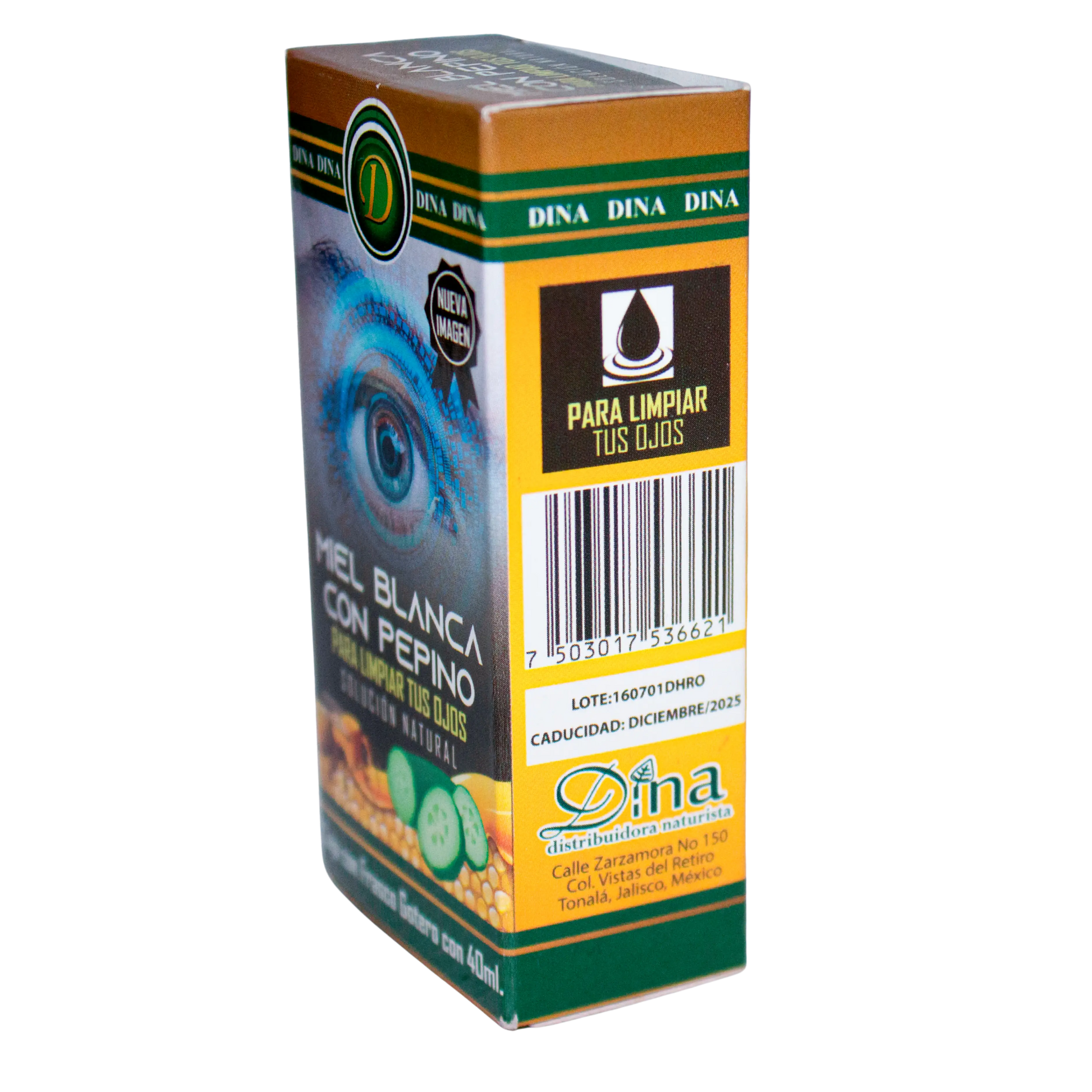 Gotas Miel Blanca con Pepino; 40ml, Dina.