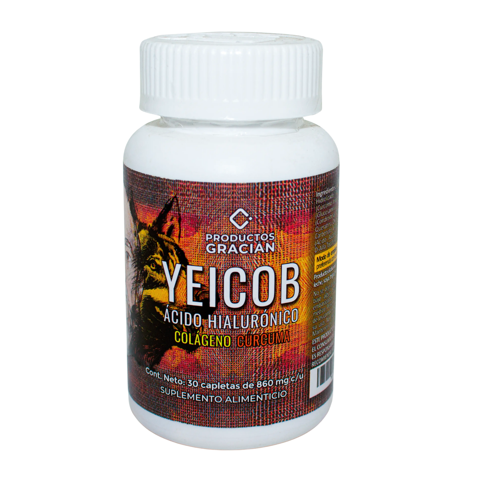Yeicob Ácido Hialuronico; 30 Capletas de 860mg, Gracian.