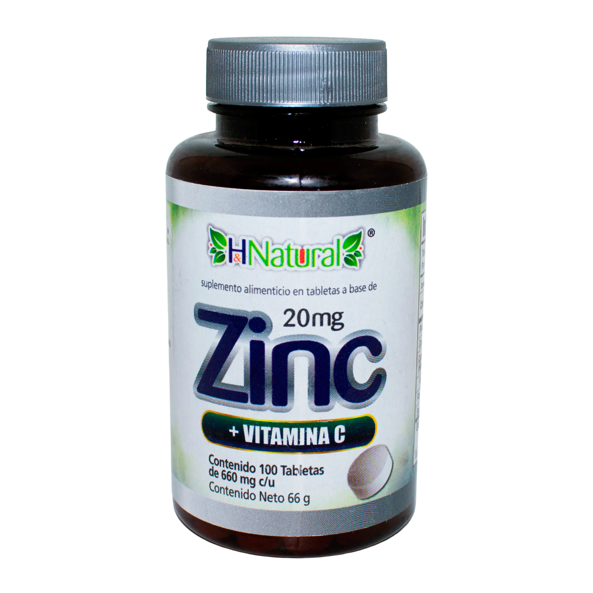 Zinc 20mg+Vit C; 100 Tabs; Healthier Natural