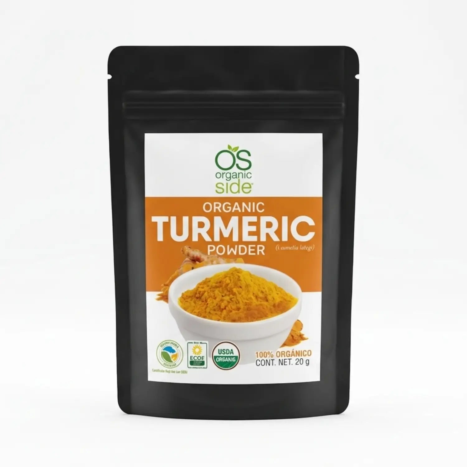 Polvo Organico Turmeric ( Cúrcuma ); 20gr, Organic Side.