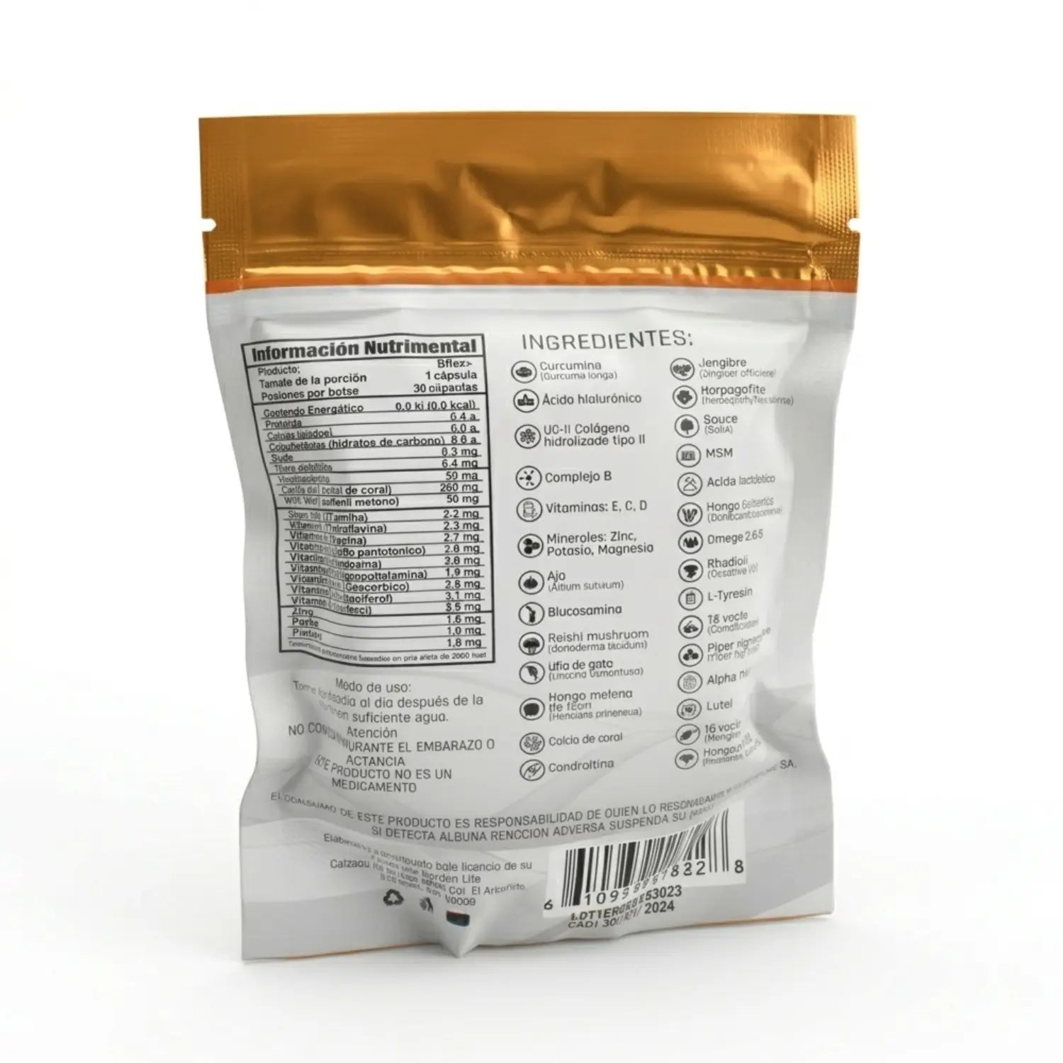 B Flex; 30 Capsulas de 500mg, Energreen.