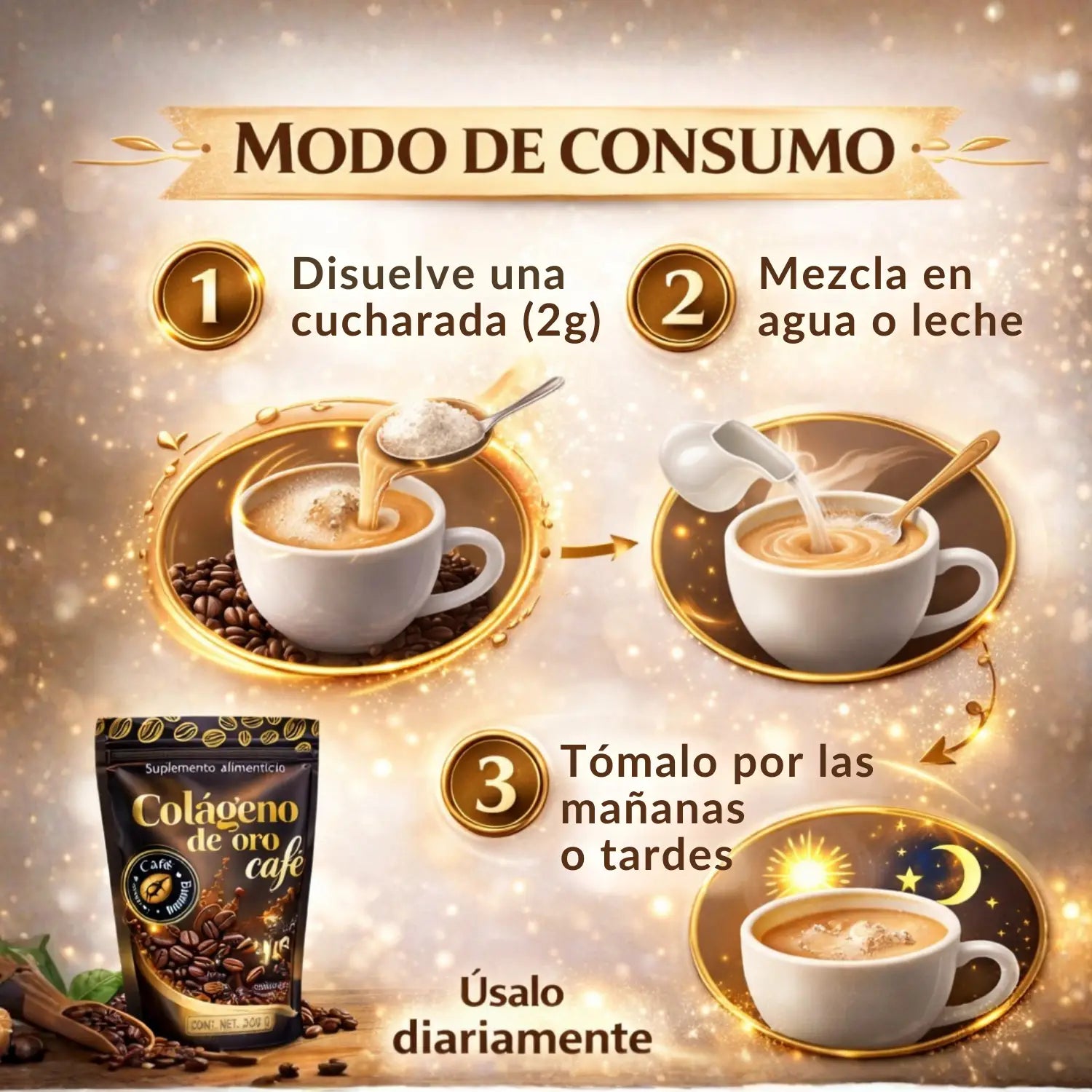 Café colágeno de oro ; 400g, Energreen.