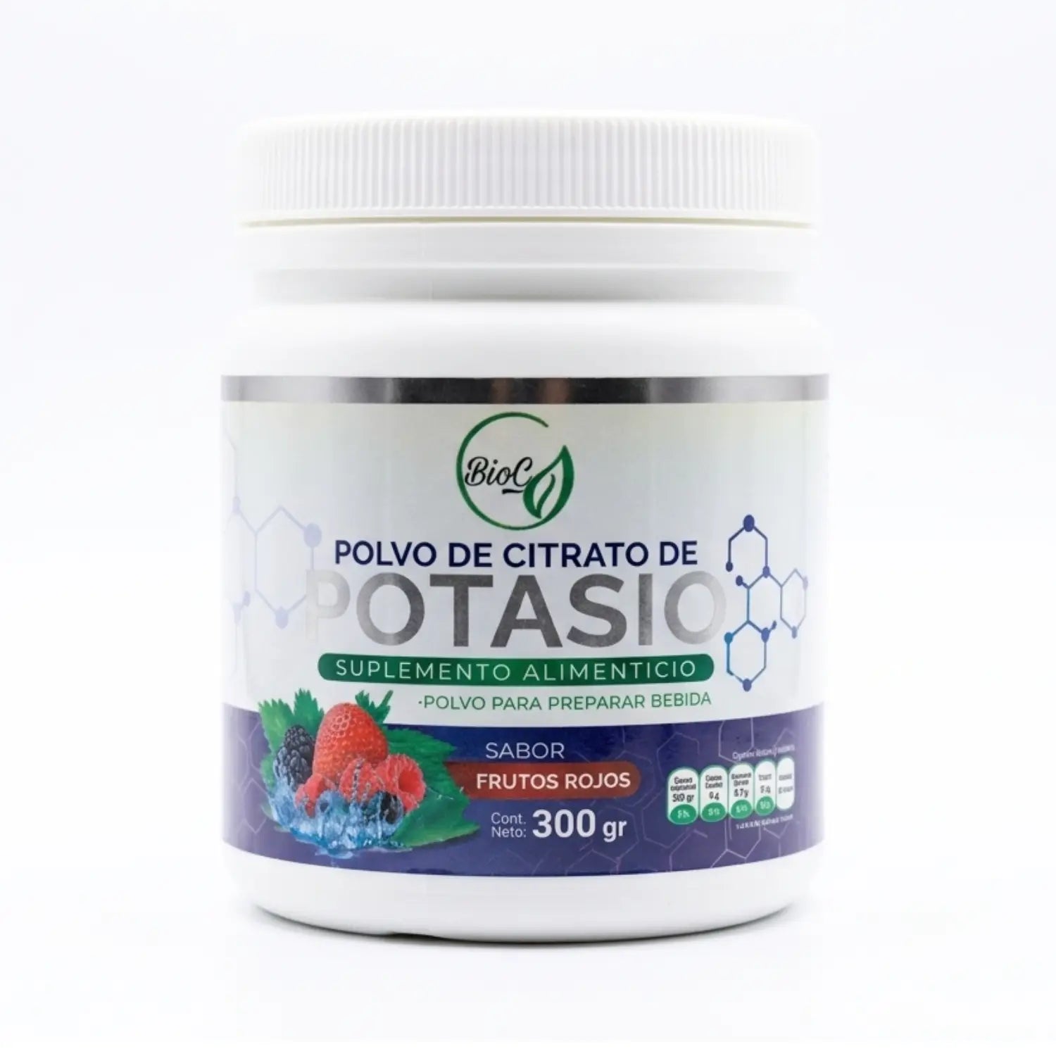Polvo de Citrato de Potasio Frutos Rojos; 300gr,BioC.