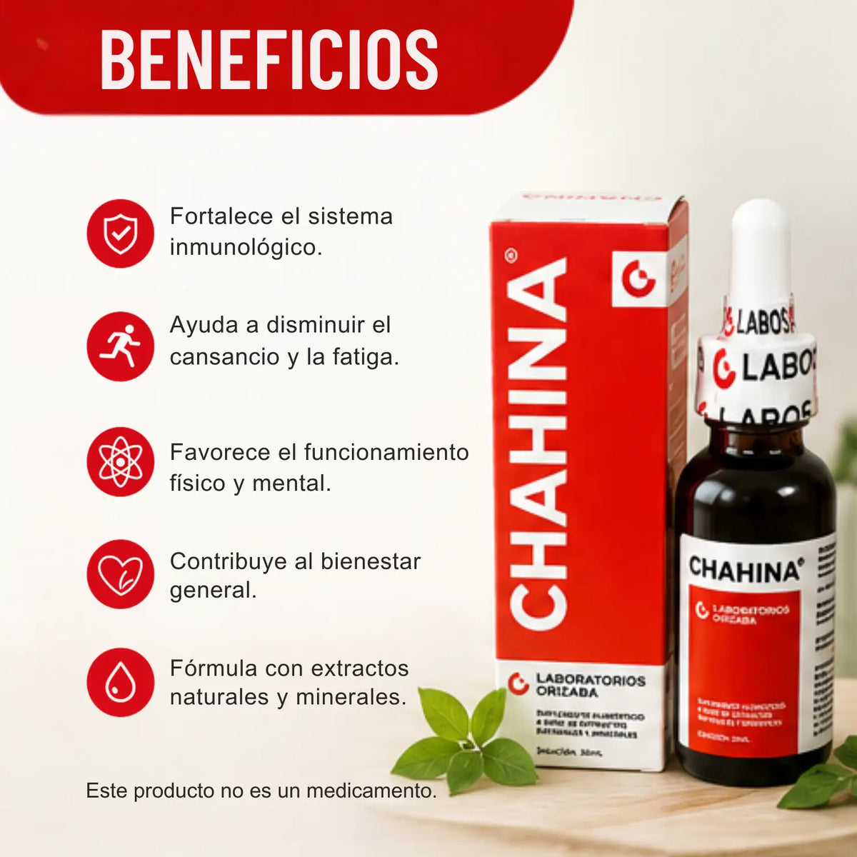 Gotas Chahina Frasco de Vidrio ; 30ml , Orizaba.