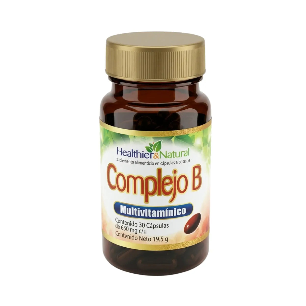 Complejo B; 30 Capsulas de 650mg; Healthier Natural.