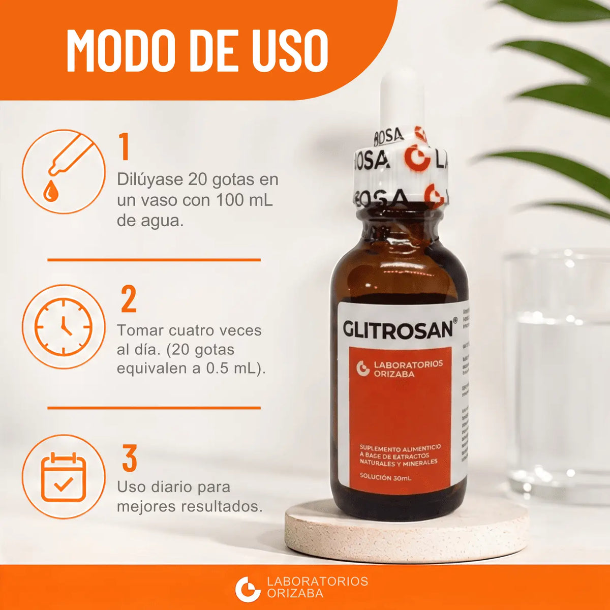 Gotas Glitrosan; 30ml, Orizaba.