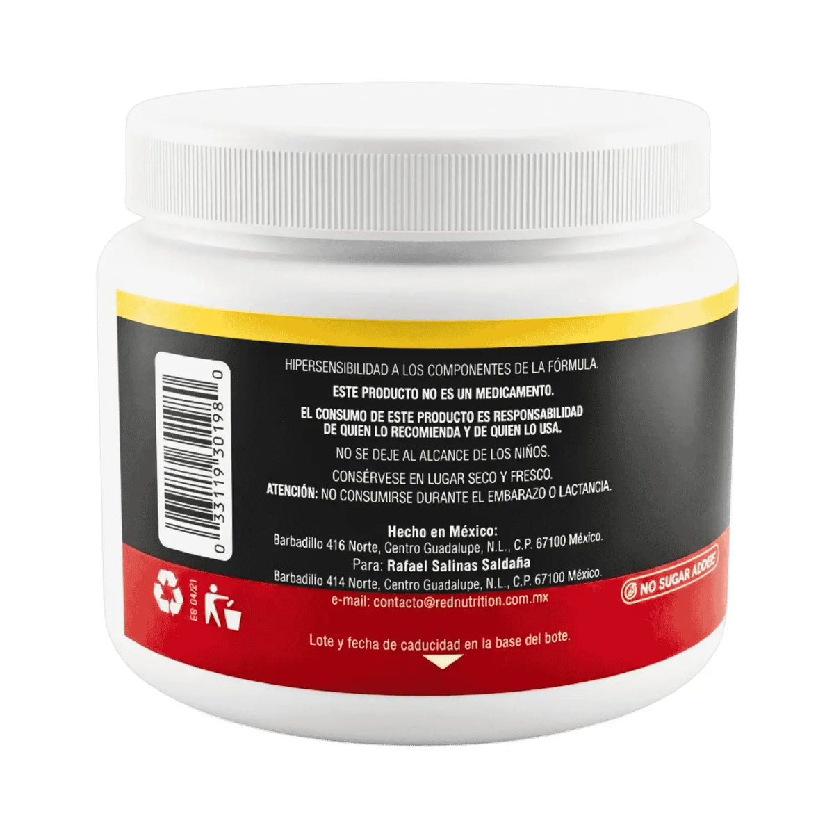 Polvo Pre --W.O, Sabor Mango; 180GR, Red Nutrition.