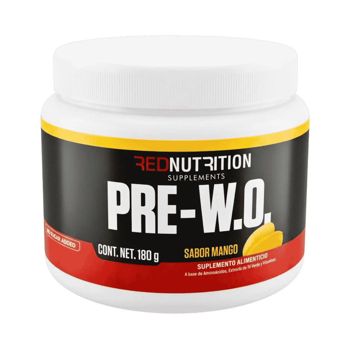 Polvo Pre --W.O, Sabor Mango; 180GR, Red Nutrition.