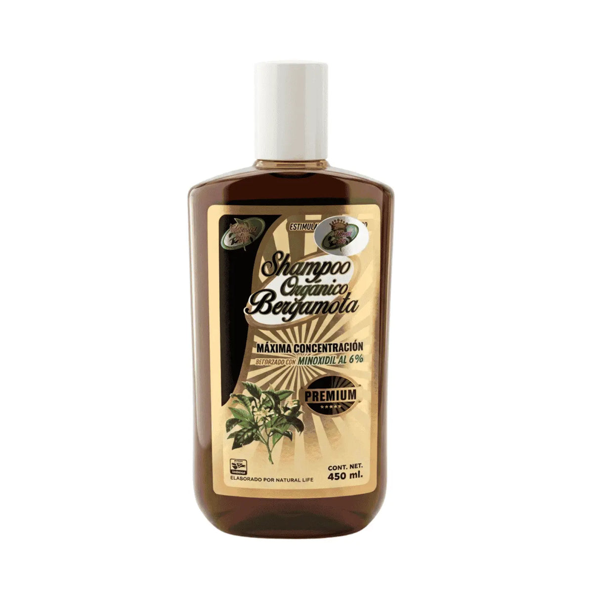 Shampoo Orgánico Bergamota + Minoxidil; 450ml, Natural Life.