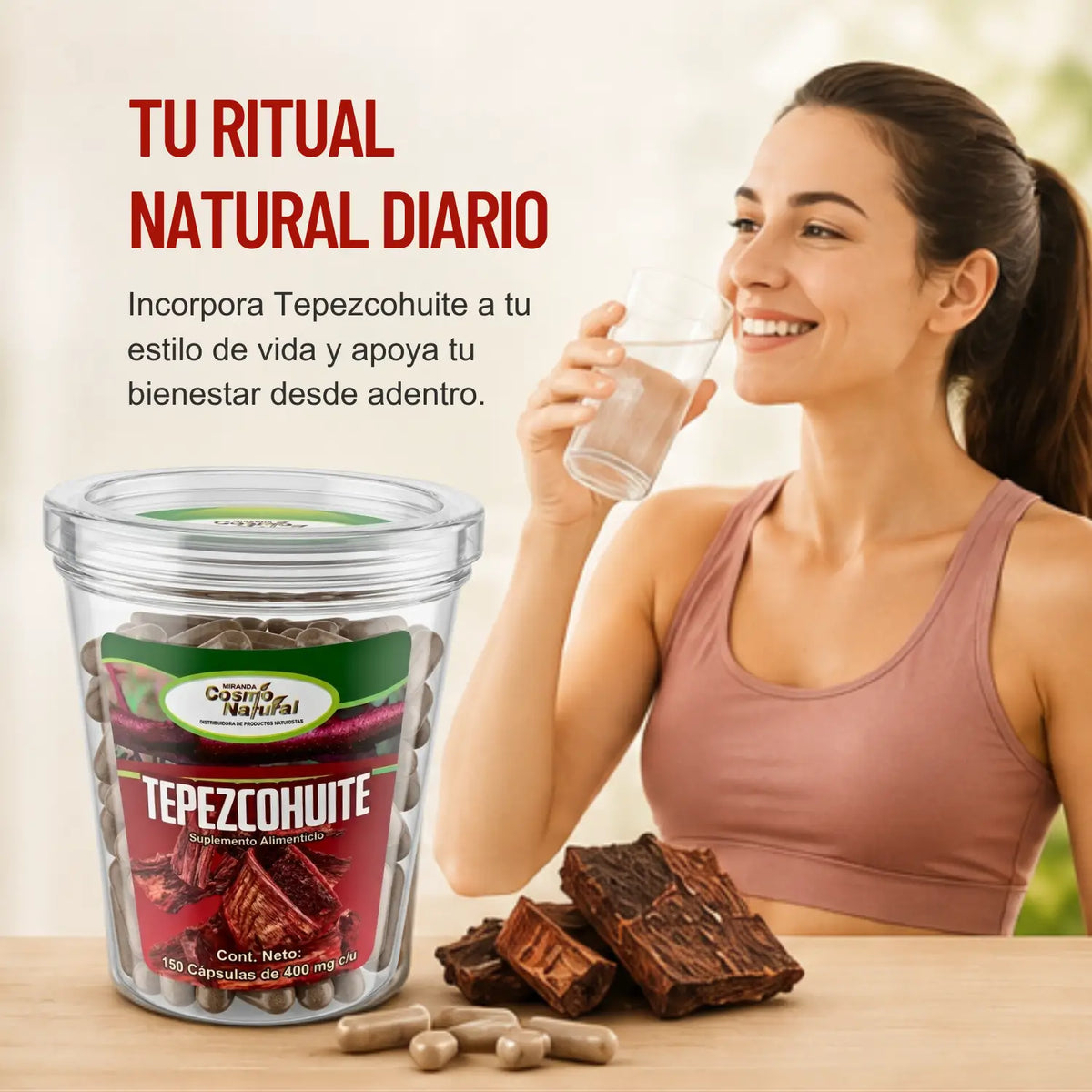 Tepezcohuite; 150 Capsulas, Cosmo Natural.