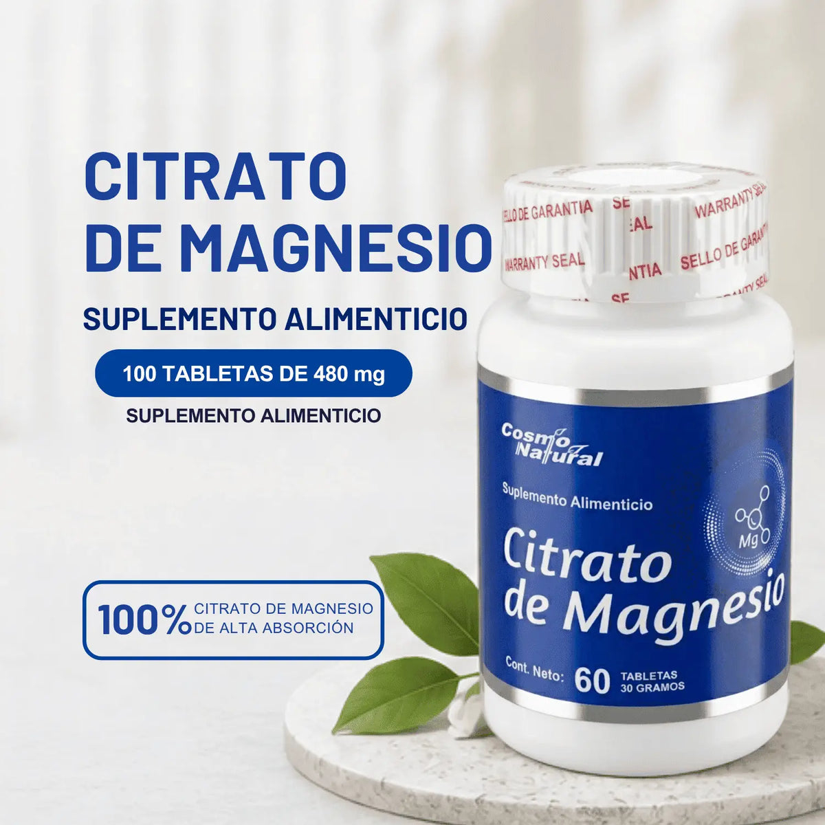 Citrato de Magnesio; 60 Tabs; Cosmo Natural
