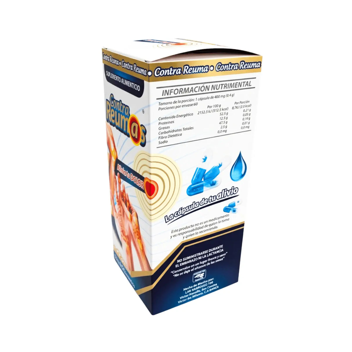 Contra Reumas; 100 Capsulas, Lab Naprovid.