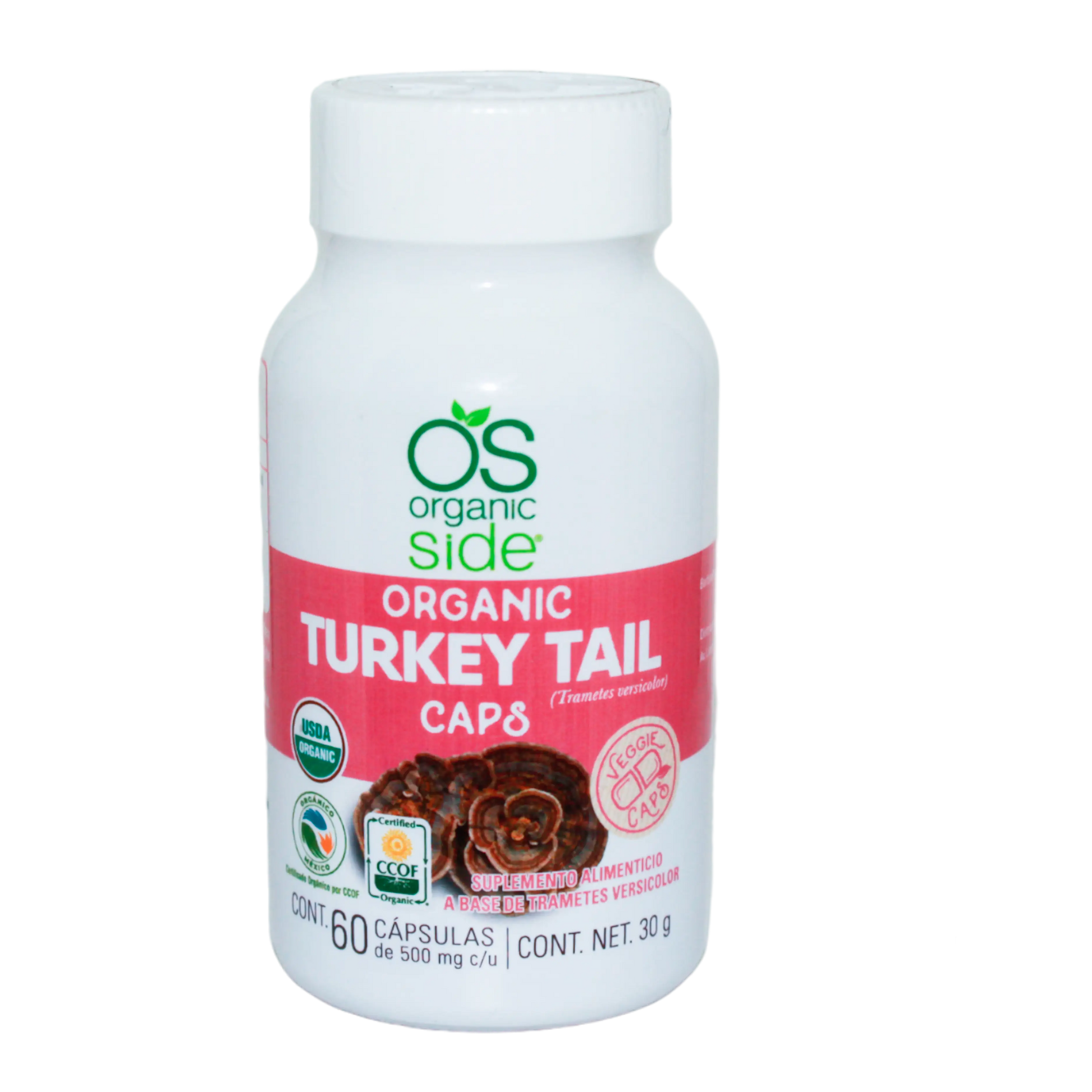 Turkey Tail; 60 Capsulas, Organic Side.( Cola de Pavo).