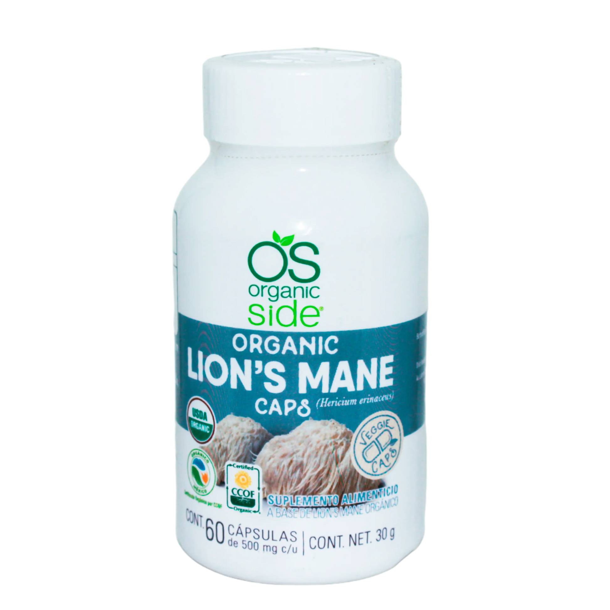Lion´s Mane; 60 Capsulas, Organic Side ( Melena de León ).